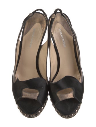 Nicholas Kirkwood Faux Pearl Accents Satin Slingback Pumps