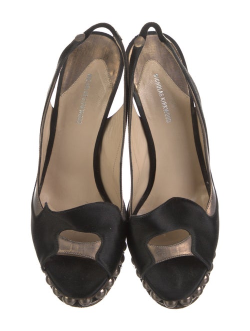 Nicholas Kirkwood Faux Pearl Accents Satin Slingback Pumps