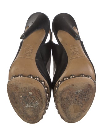 Nicholas Kirkwood Faux Pearl Accents Satin Slingback Pumps