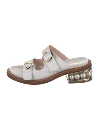 Nicholas Kirkwood Faux Pearl Accents Leather Slides