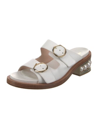 Nicholas Kirkwood Faux Pearl Accents Leather Slides