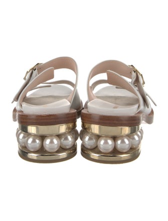 Nicholas Kirkwood Faux Pearl Accents Leather Slides