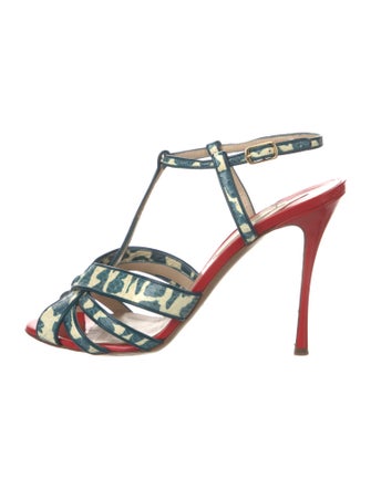 Nicholas Kirkwood Snakeskin Animal Print T-Strap Sandals