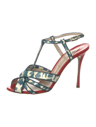 Nicholas Kirkwood Snakeskin Animal Print T-Strap Sandals