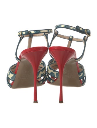 Nicholas Kirkwood Snakeskin Animal Print T-Strap Sandals