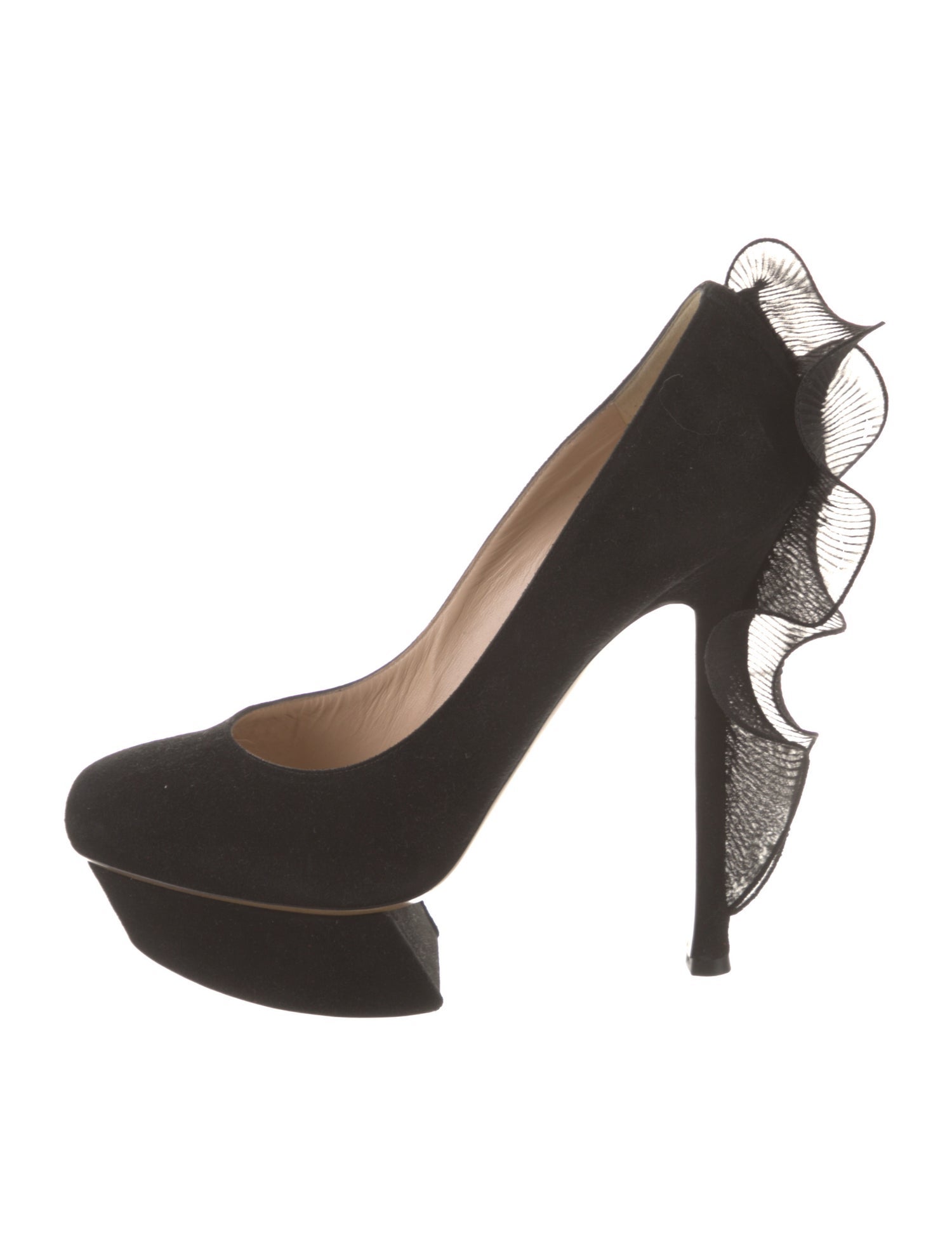 Nicholas Kirkwood Suede Ruffle Embellishment Pumps