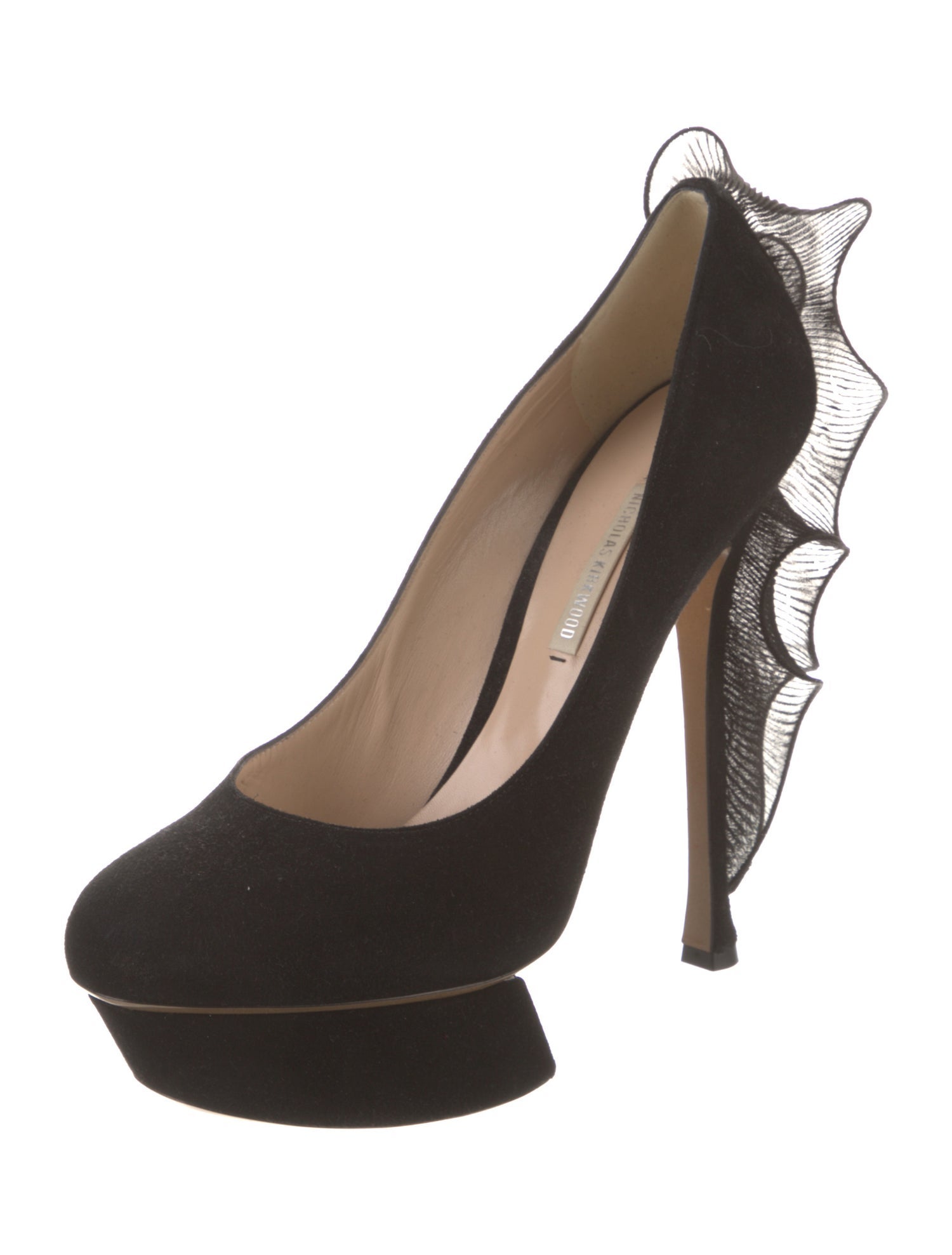 Nicholas Kirkwood Suede Ruffle Embellishment Pumps