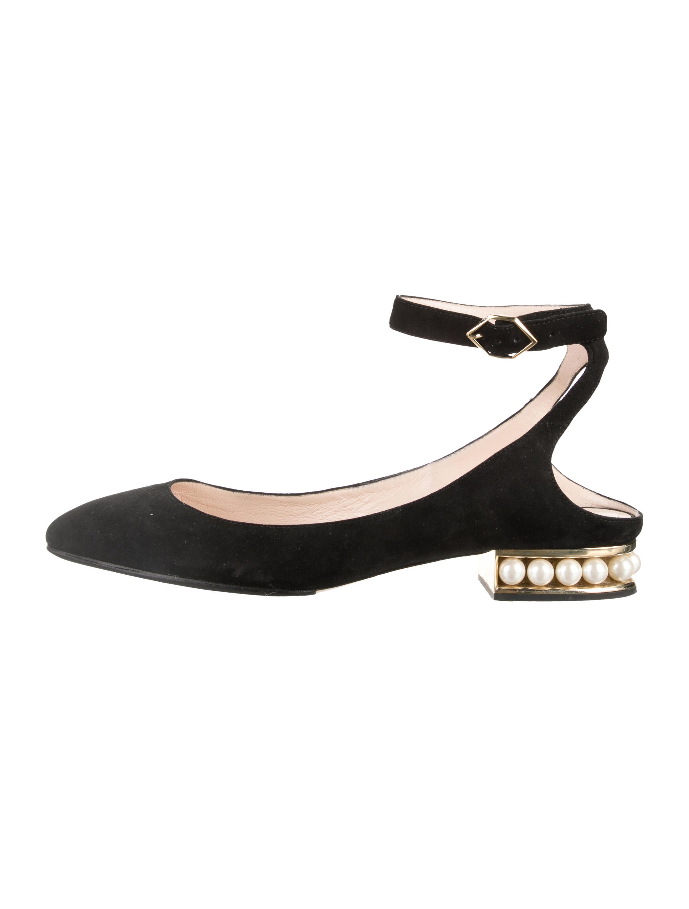 Nicholas Kirkwood Faux Pearl Accents Suede Ballet Flats