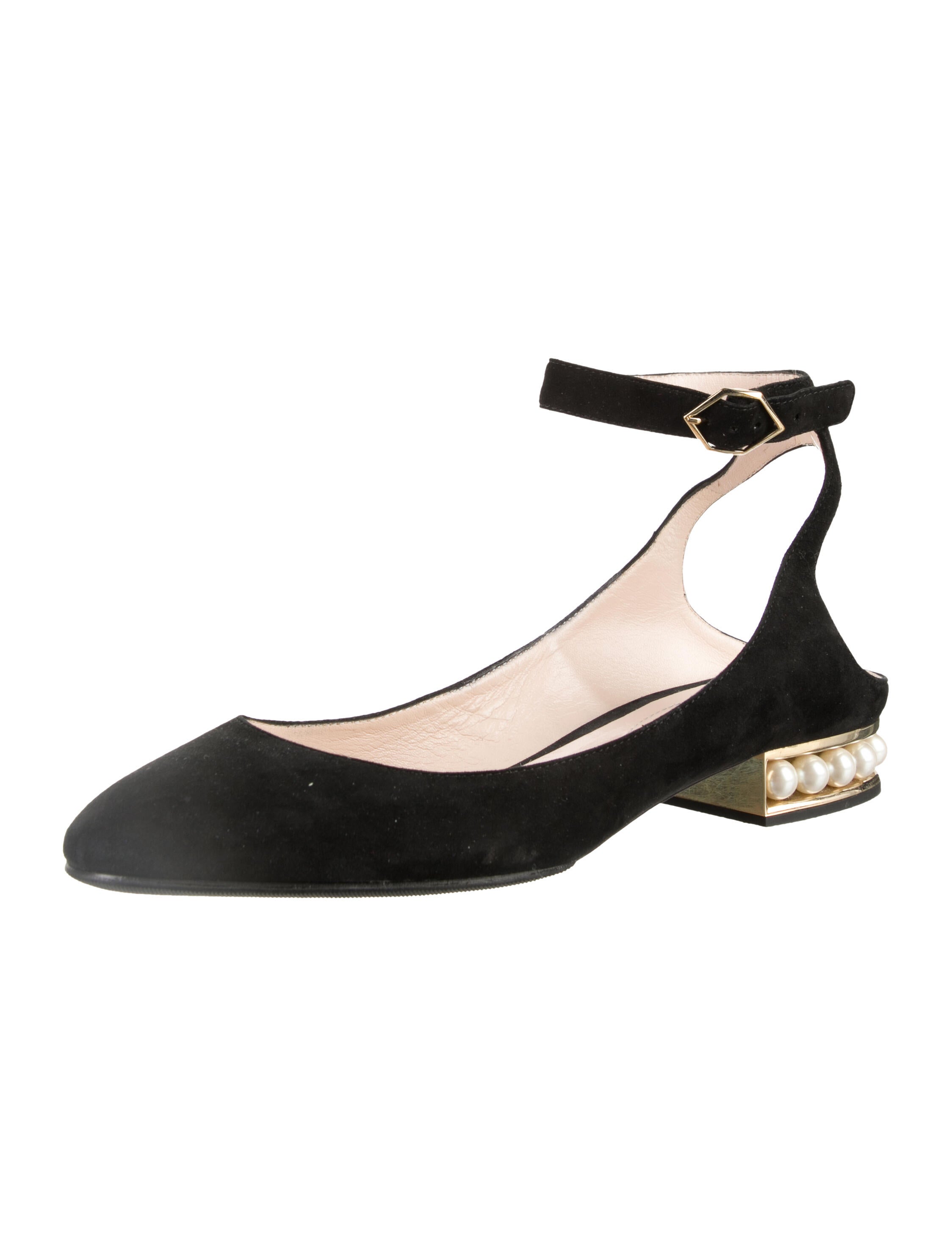 Nicholas Kirkwood Faux Pearl Accents Suede Ballet Flats