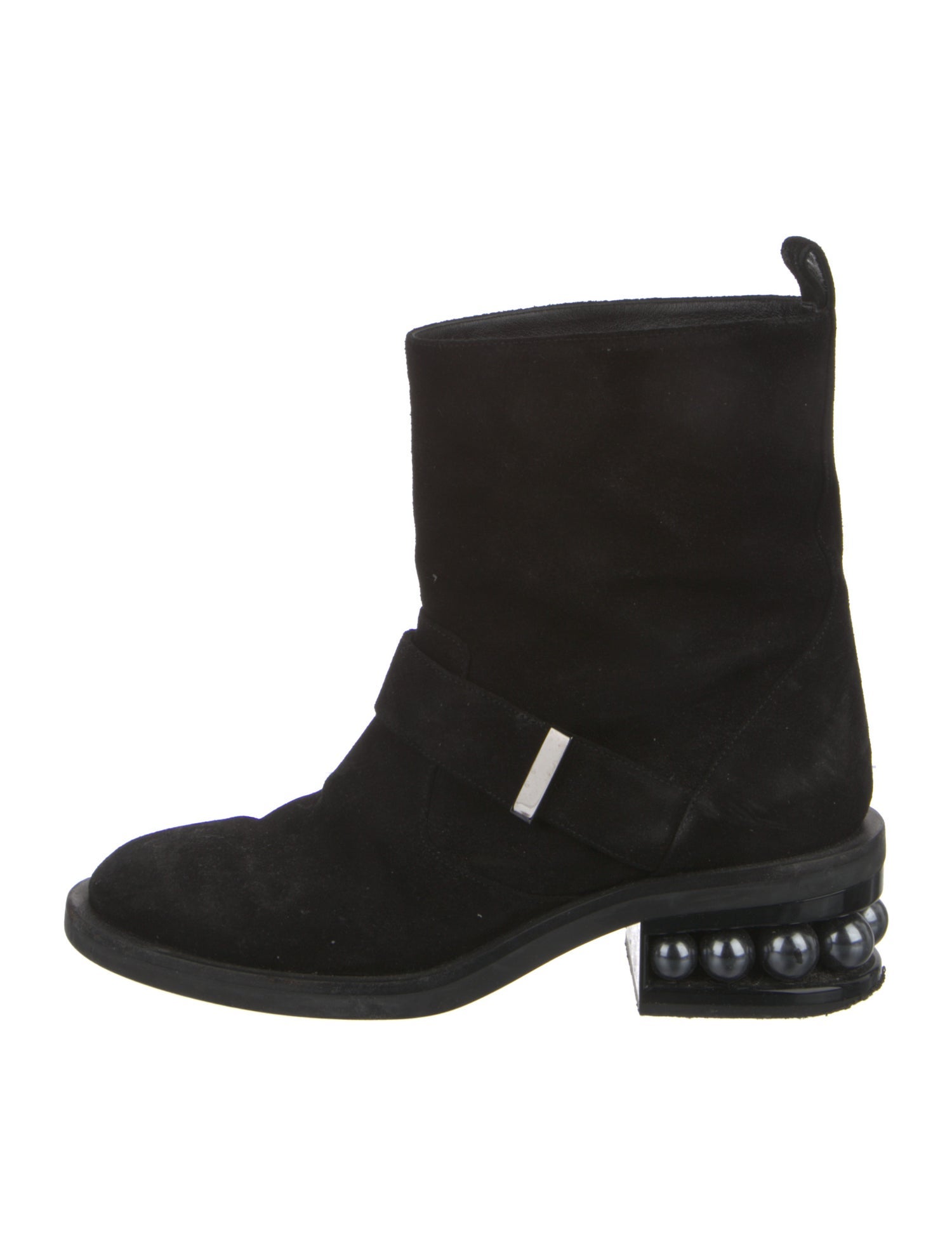 Nicholas Kirkwood Suede Beaded Accents Moto Boots