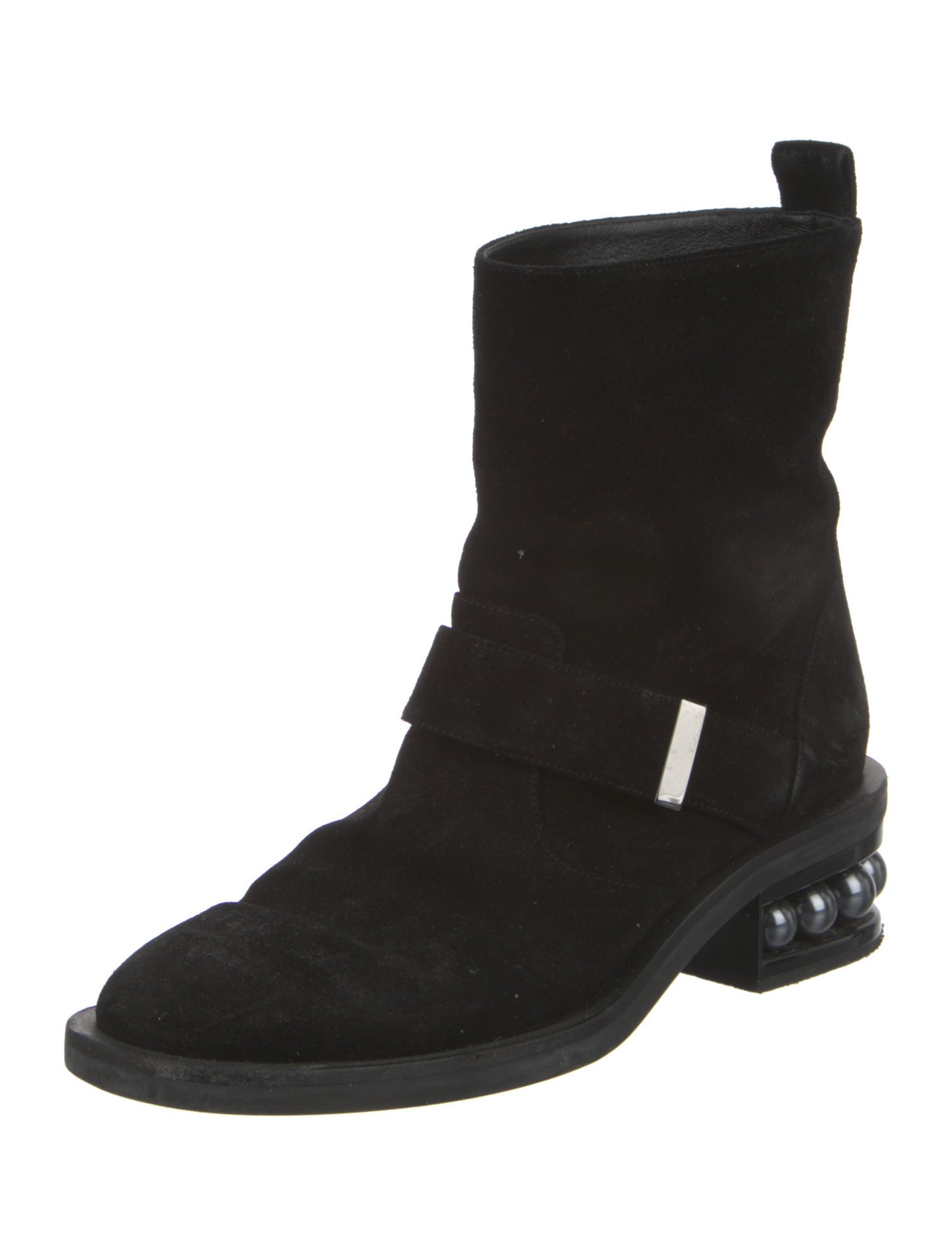 Nicholas Kirkwood Suede Beaded Accents Moto Boots