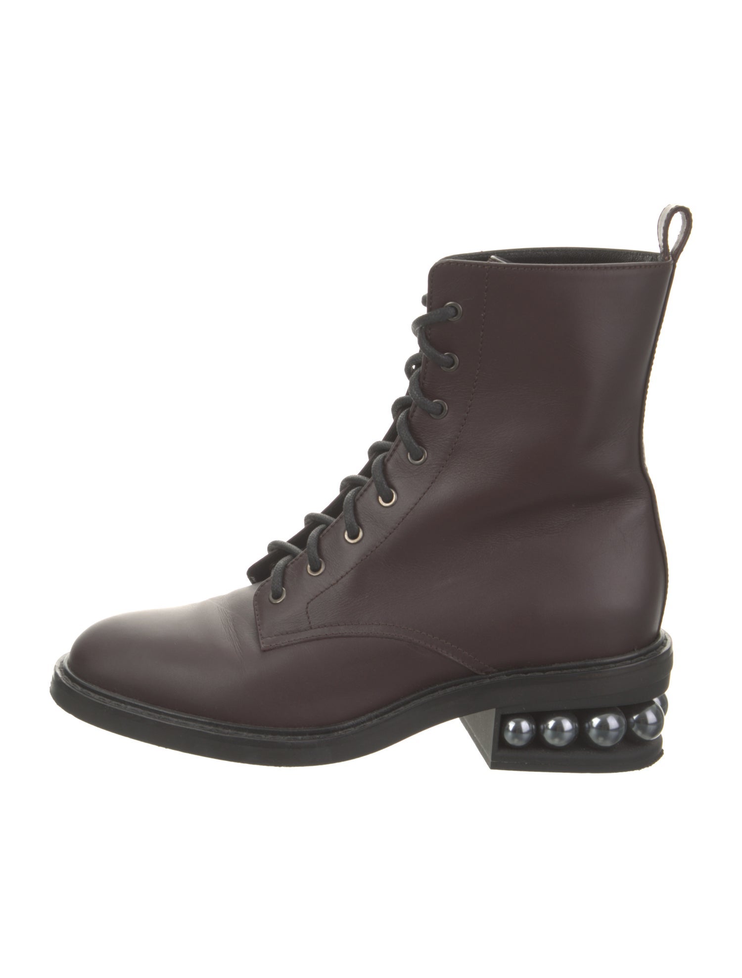 Nicholas Kirkwood Leather Beaded Accents Combat Boots