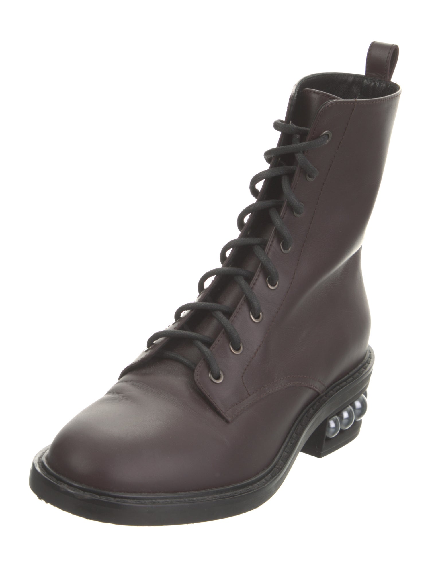 Nicholas Kirkwood Leather Beaded Accents Combat Boots