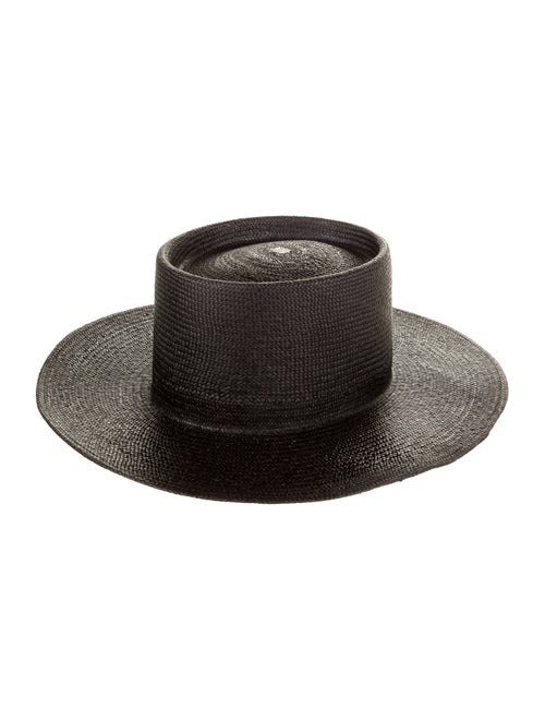 Nick Fouquet Woven Straw Wide Brim Hat Black