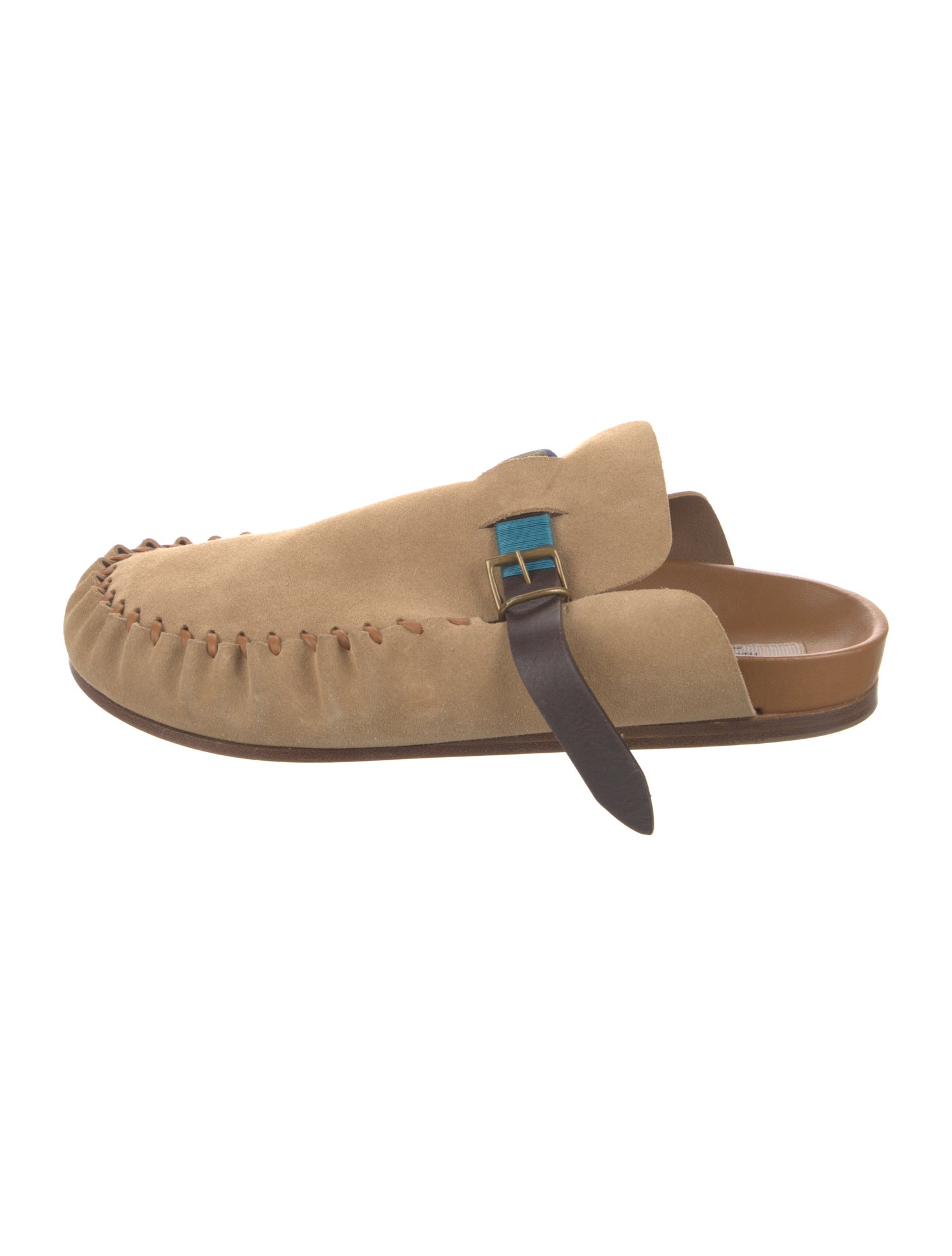 Nick Fouquet Suede Whipstitch Trim Slippers
