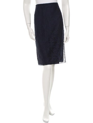 Nina Ricci Lace-Accented Knee-Length Skirt