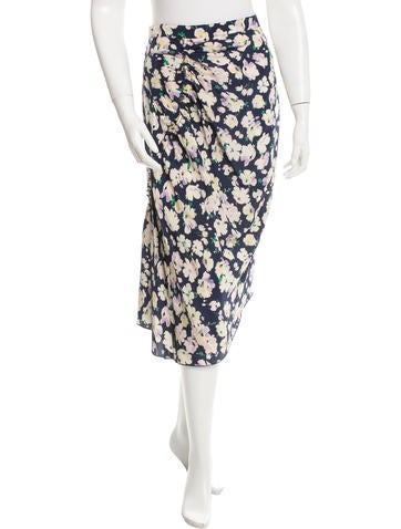 Nina Ricci Silk Floral Print Skirt