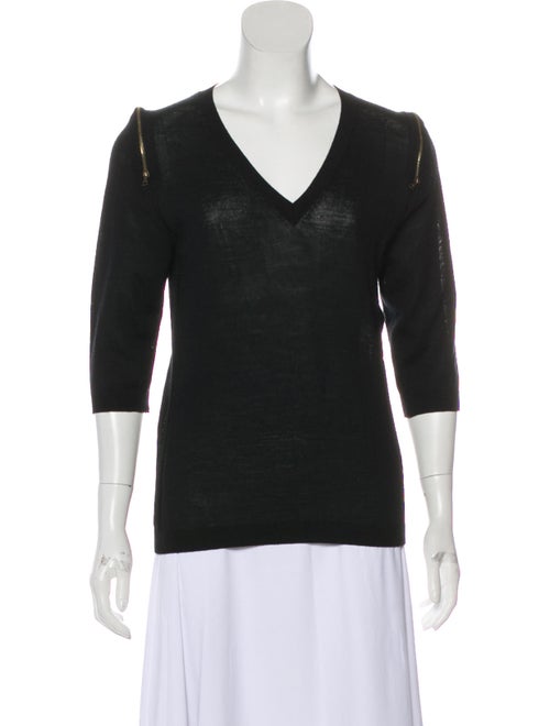 Nina Ricci Wool Zip-Accented Sweater Black
