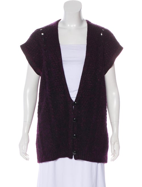 Nina Ricci Metallic Button-Up Cardigan Purple