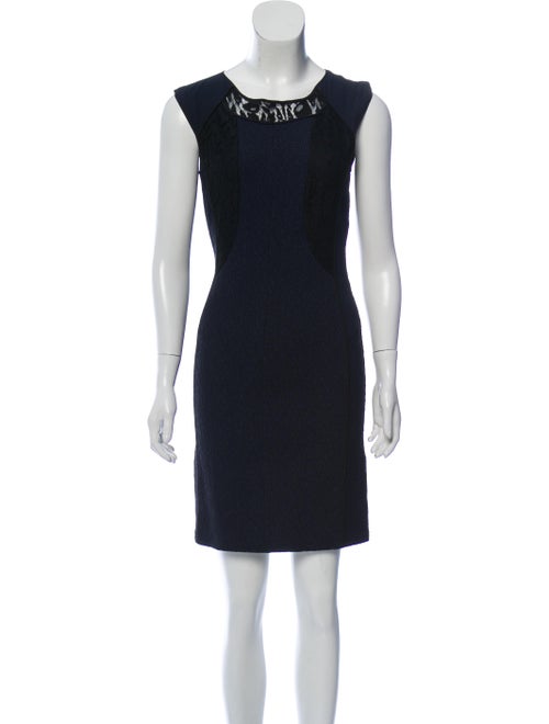 Nina Ricci Lace Accented Mini Dress Blue