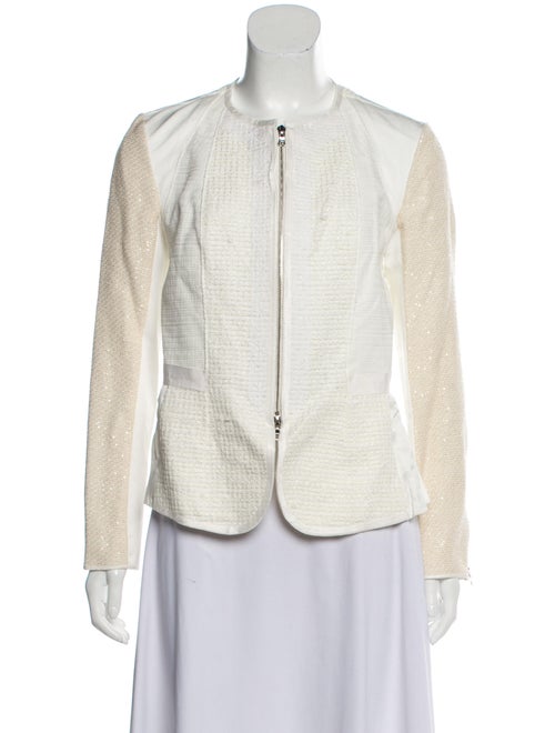 Nina Ricci Sequin-Accented Zip-Up Jacket White