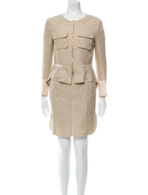 Nina Ricci Tweed Pattern Skirt Suit Gold
