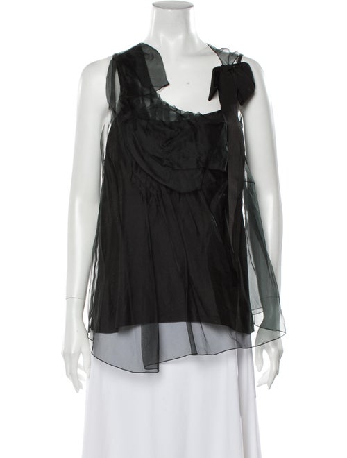 Nina Ricci Silk Drape-Accented Blouse