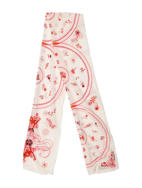 Nina Ricci Floral Print Scarf Red