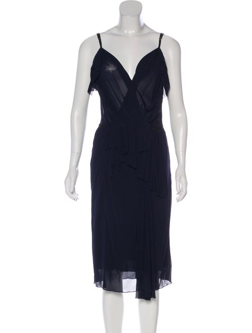 Nina Ricci Ruffle Midi Dress Navy