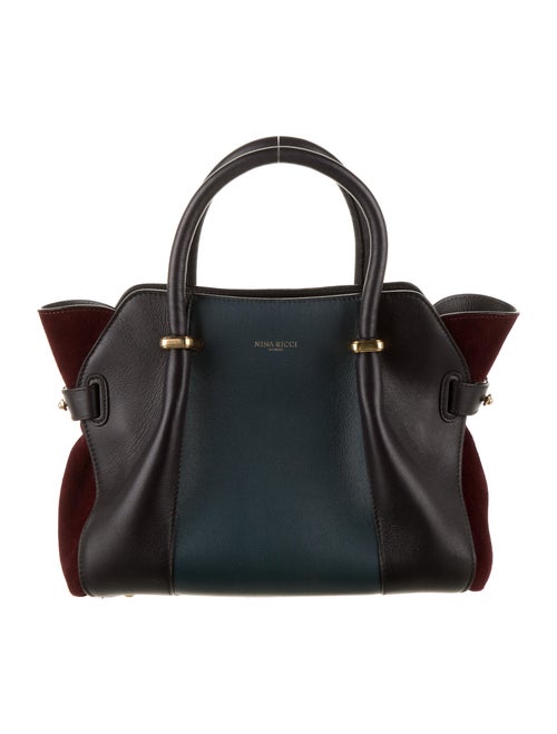 Nina Ricci Color Block Leather Shoulder Bag Blue