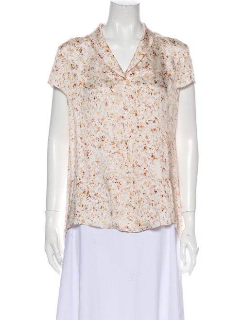 Nina Ricci Silk Floral Print Blouse White