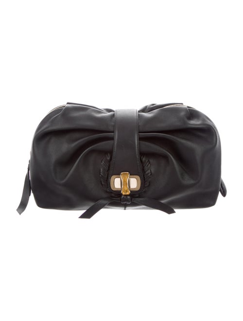 Nina Ricci Leather Zip Clutch Black