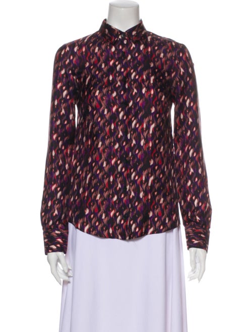 Nina Ricci Silk Printed Button-Up Top Purple