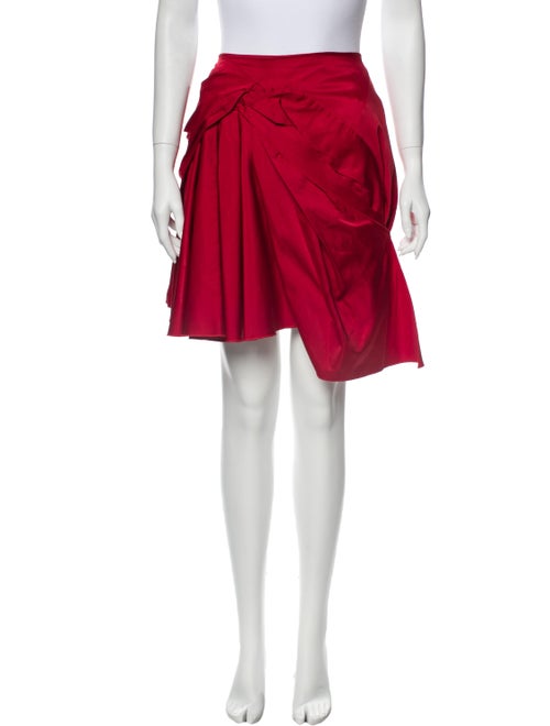 Nina Ricci Pleated Accents Knee-Length Skirt Red