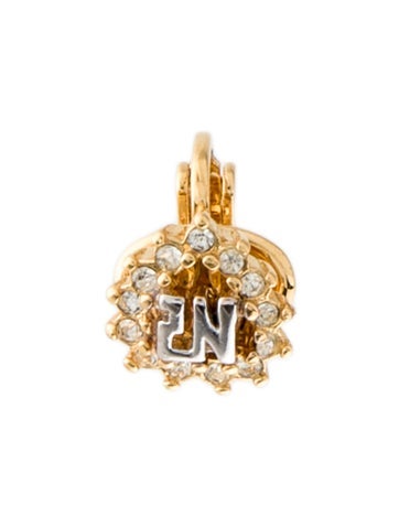Nina Ricci Clip-On Crystal Logo Earrings & Pendant Necklace Set