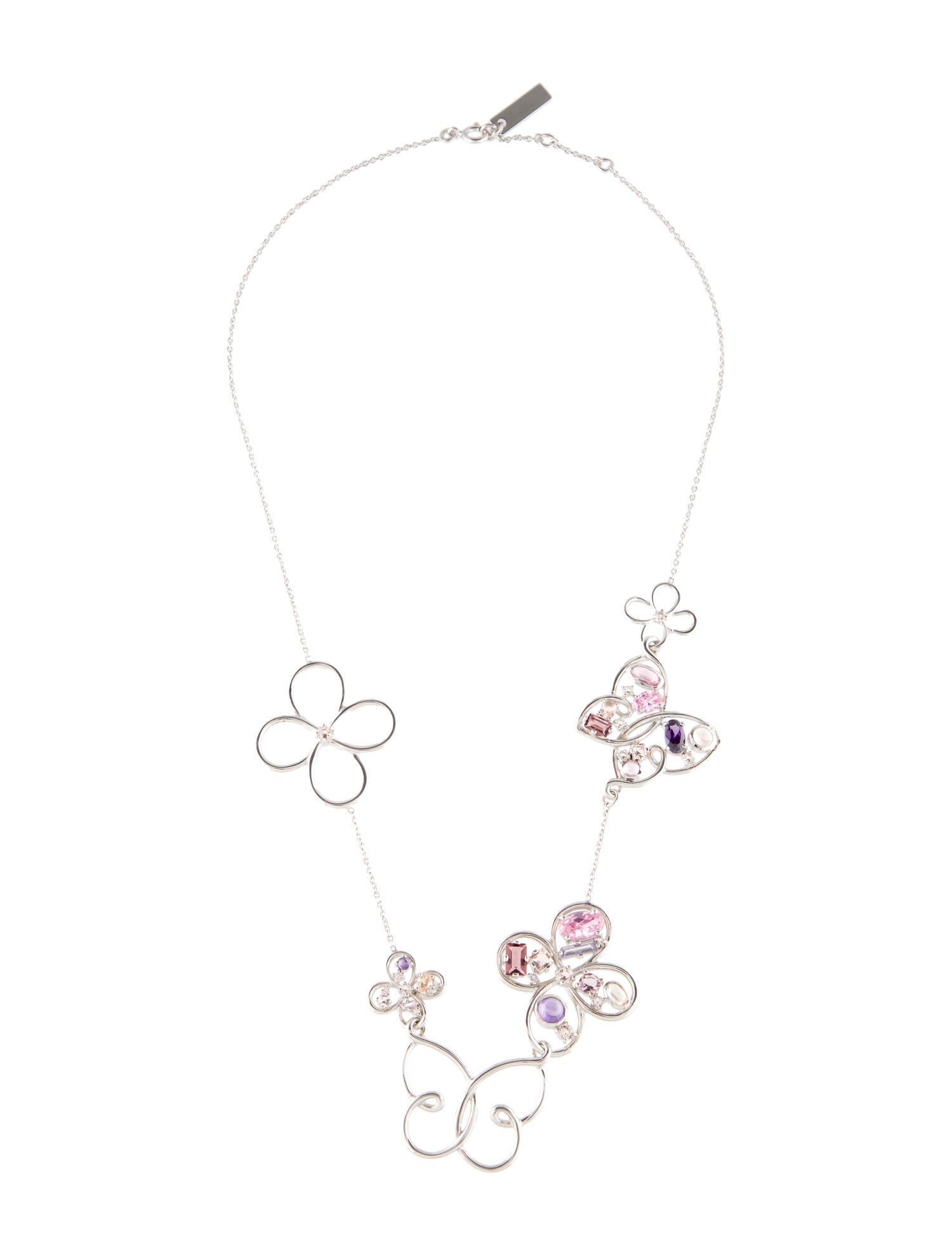 Nina Ricci Multistone Butterfly & Flower Station Necklace