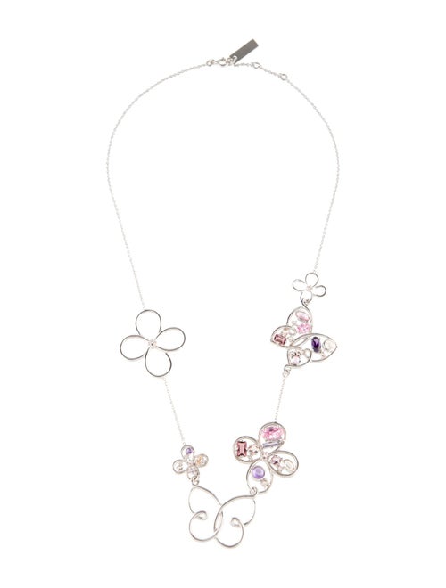 Nina Ricci Multistone Butterfly & Flower Station Necklace