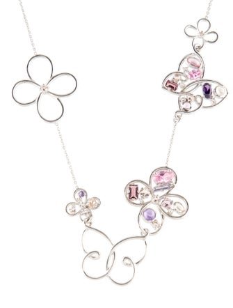 Nina Ricci Multistone Butterfly & Flower Station Necklace