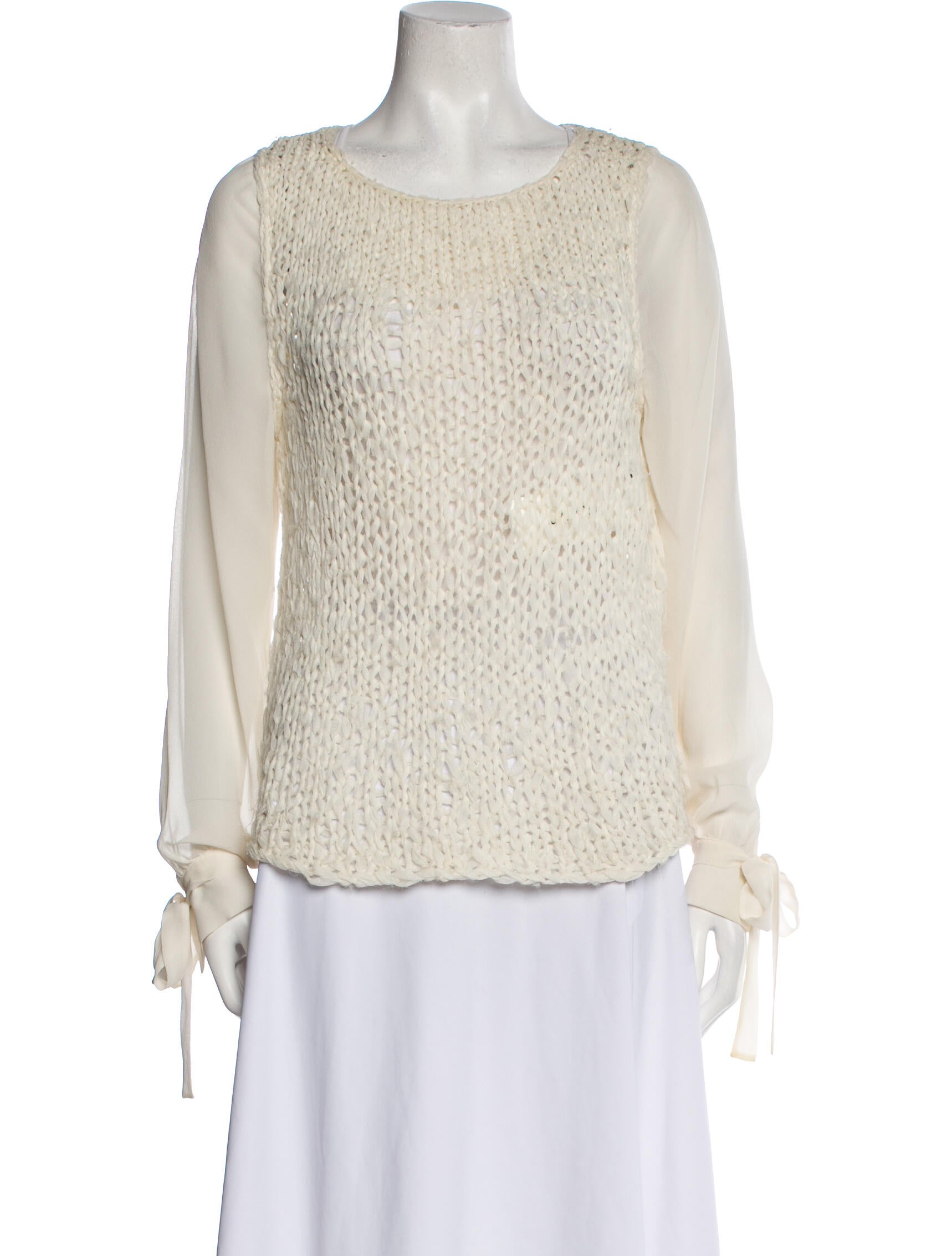 Nina Ricci Silk Bateau Neckline Blouse