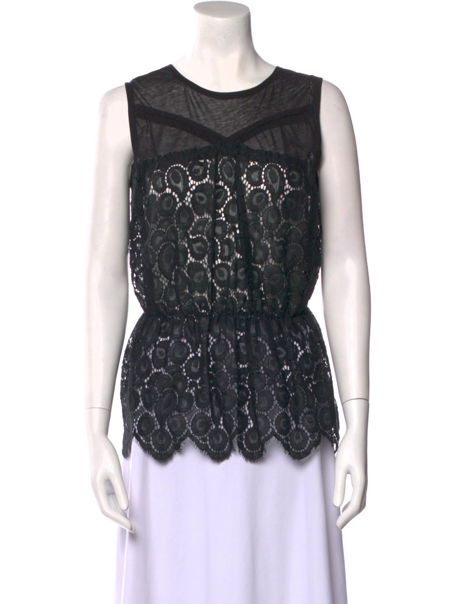Nina Ricci Lace Pattern Scoop Neck Top