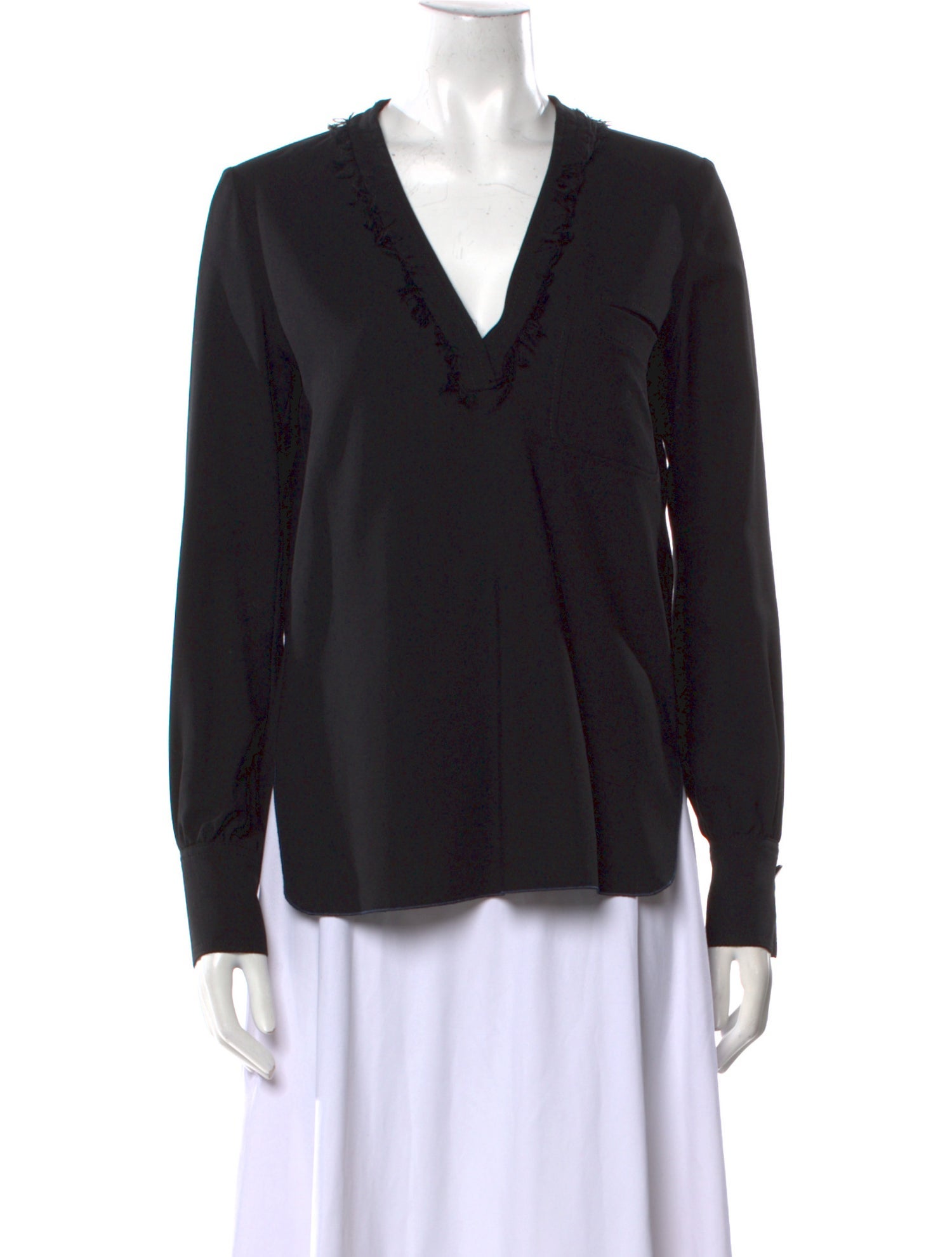Nina Ricci Virgin Wool V-Neck Blouse