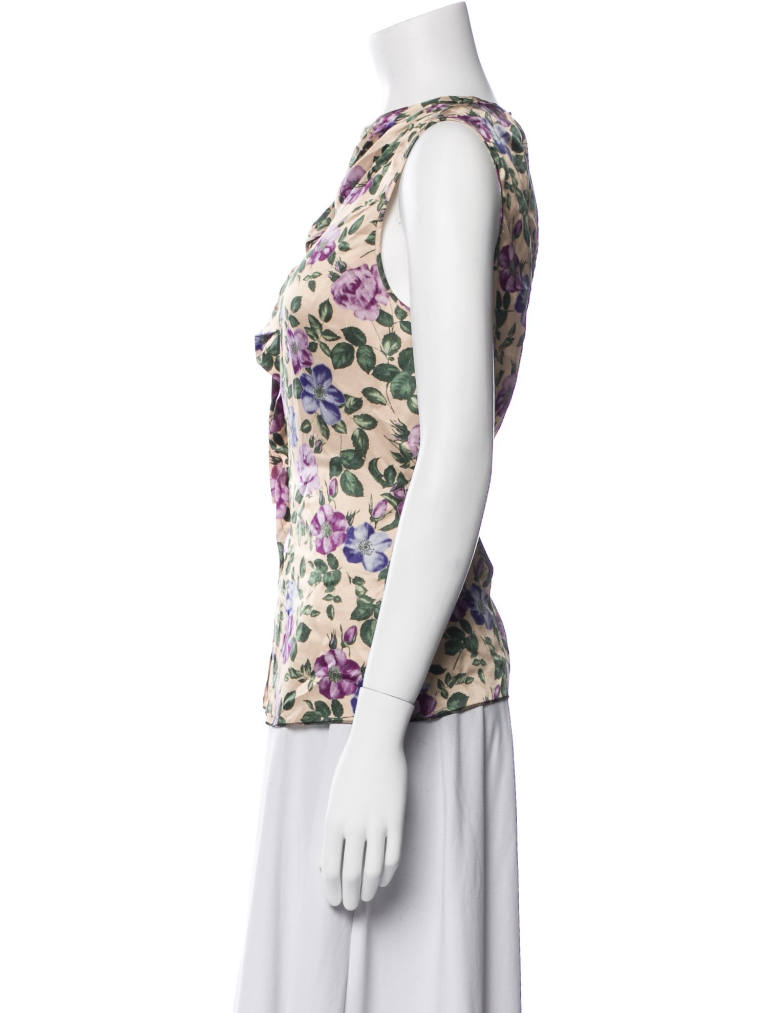 Nina Ricci Silk Floral Print Top