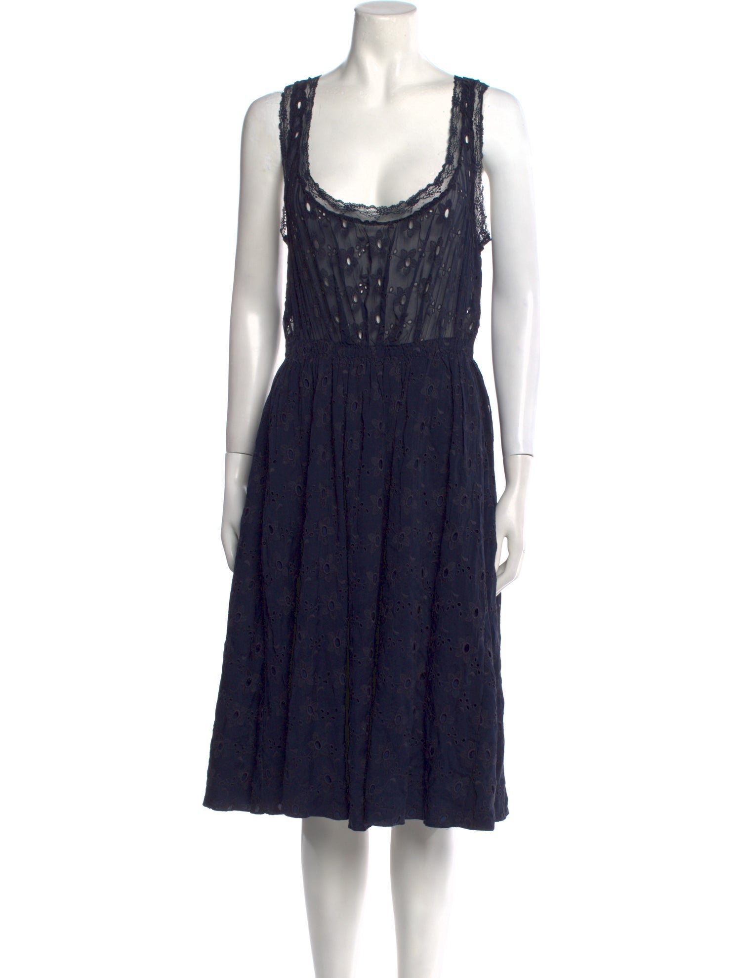 Nina Ricci Scoop Neck Midi Length Dress