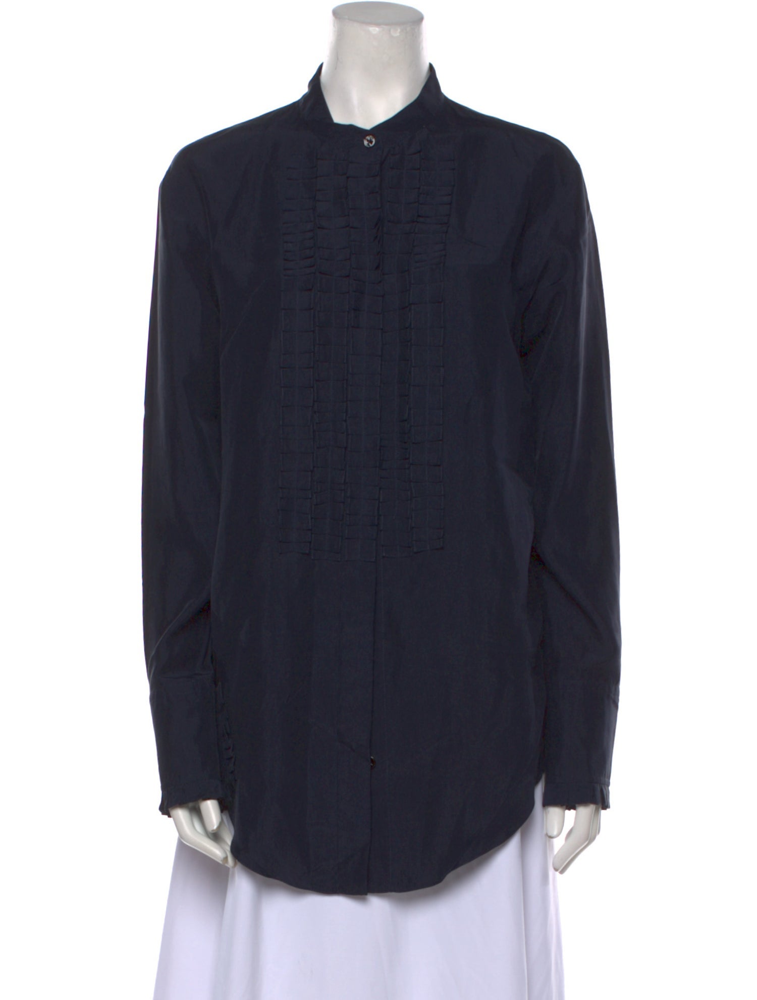 Nina Ricci Silk Long Sleeve Button-Up Top
