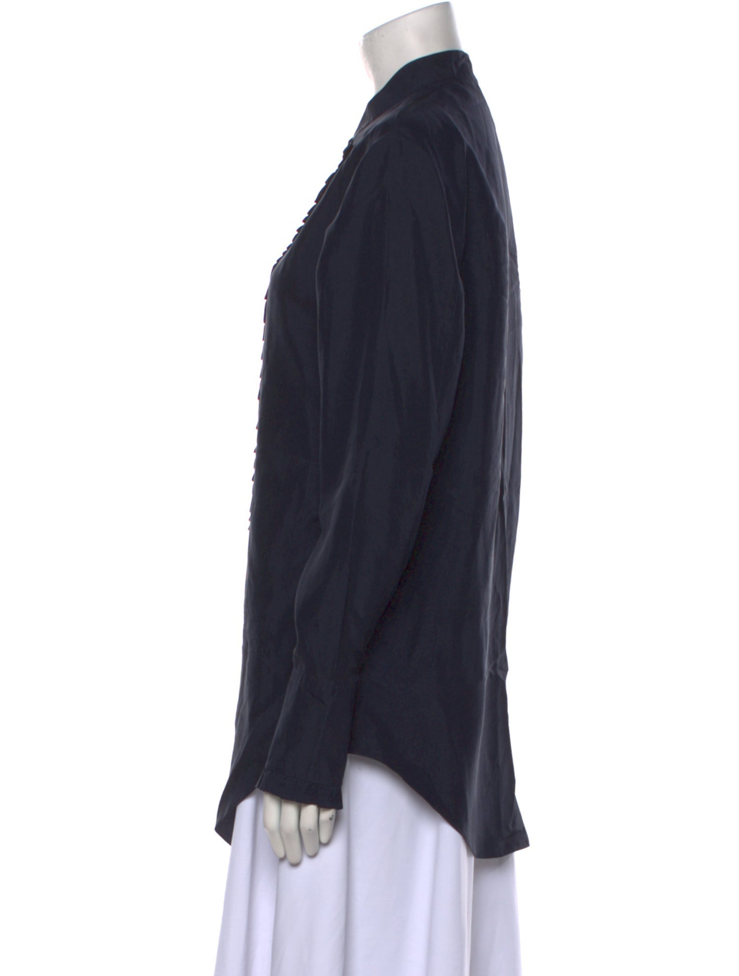 Nina Ricci Silk Long Sleeve Button-Up Top