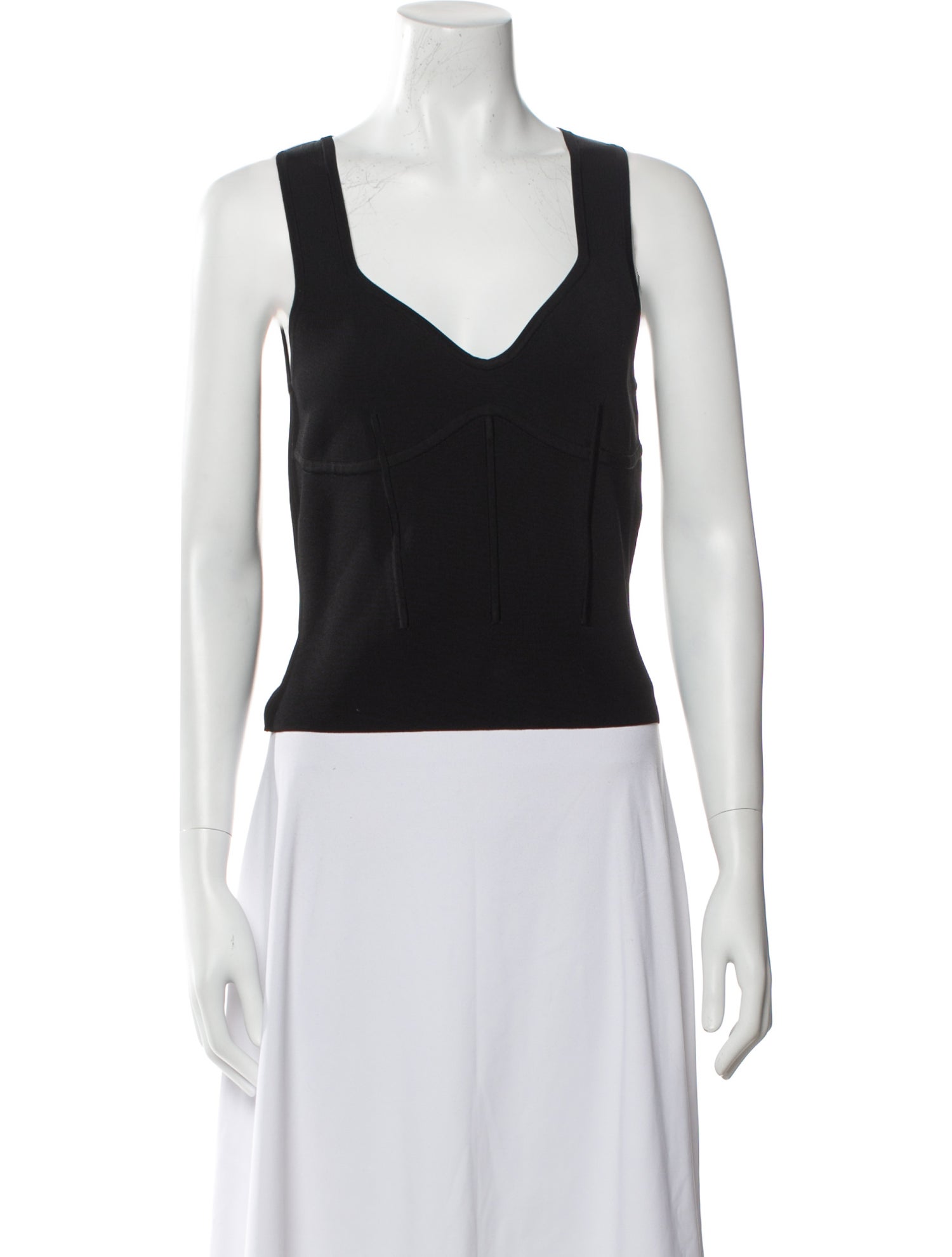 Nina Ricci V-Neck Sleeveless Crop Top