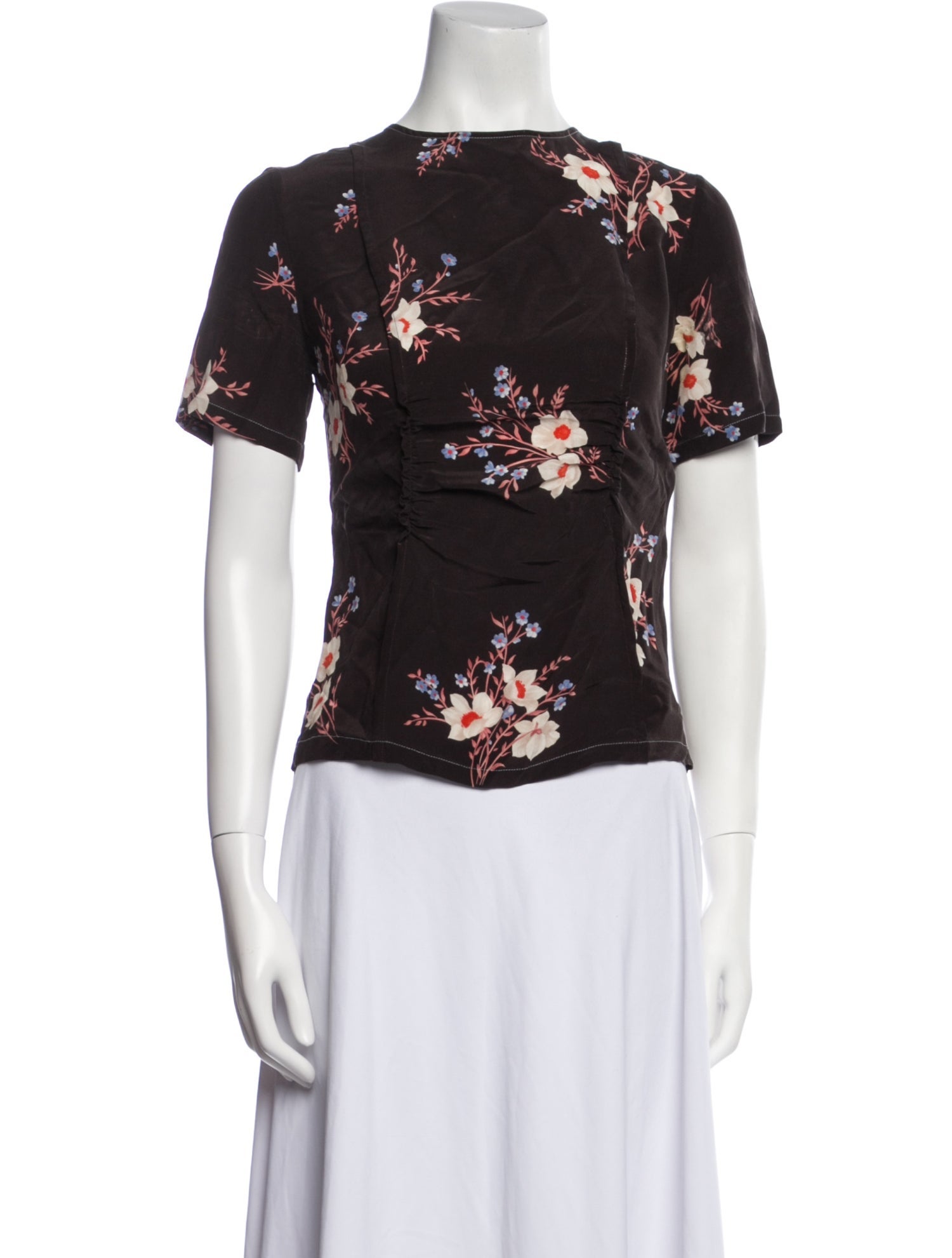Nina Ricci Silk Floral Print Blouse