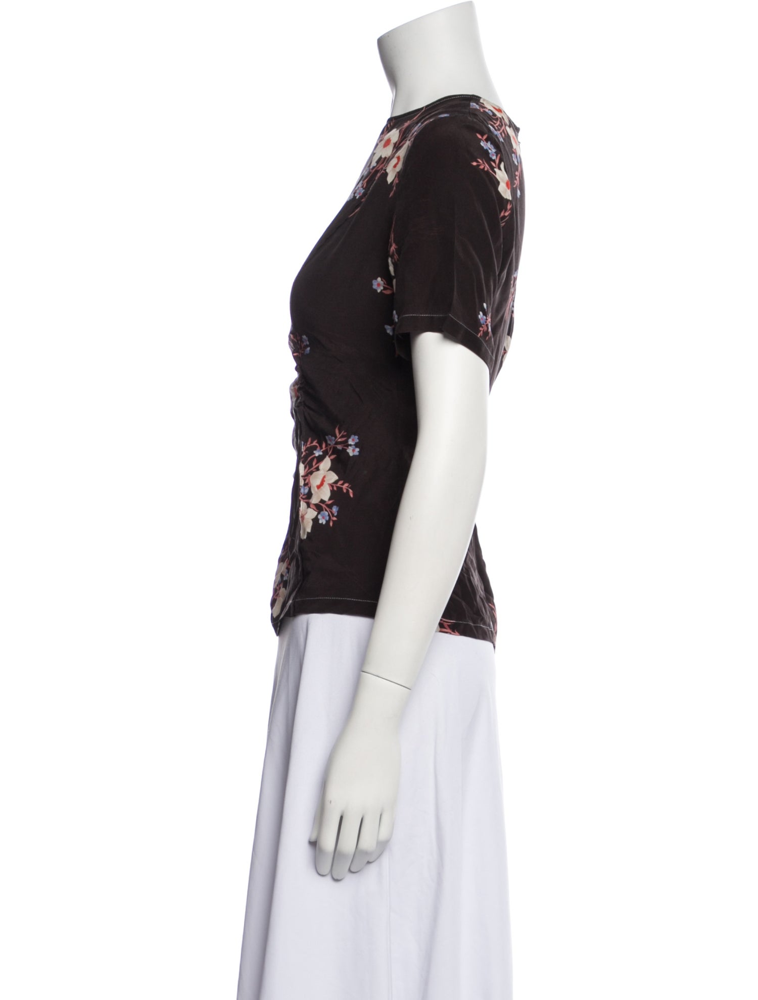 Nina Ricci Silk Floral Print Blouse