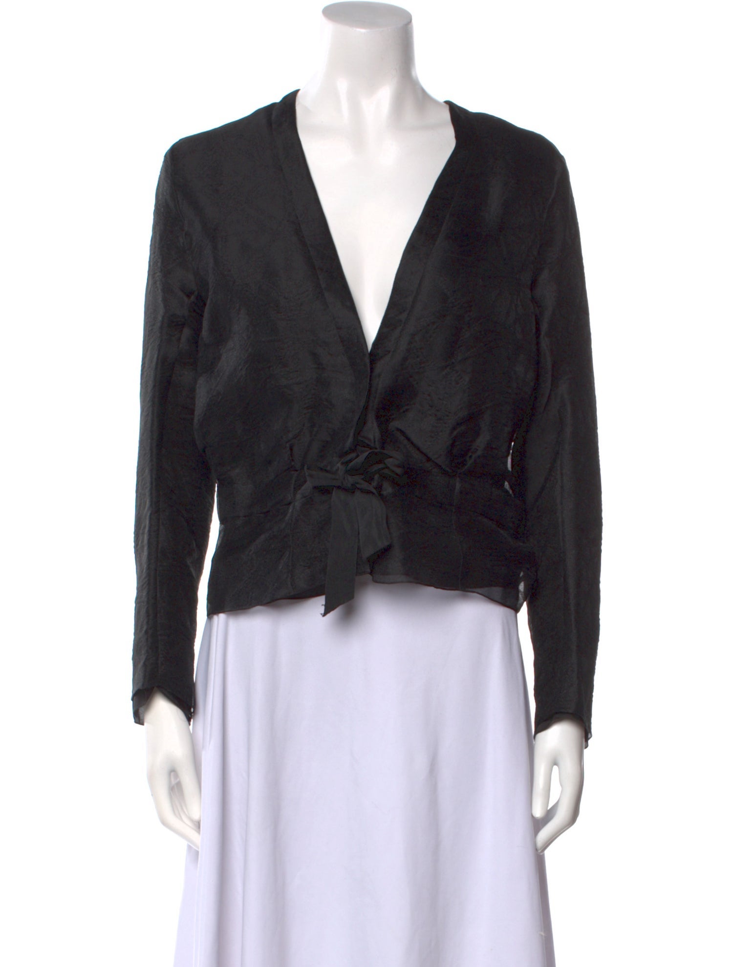 Nina Ricci V-Neck Long Sleeve Crop Top