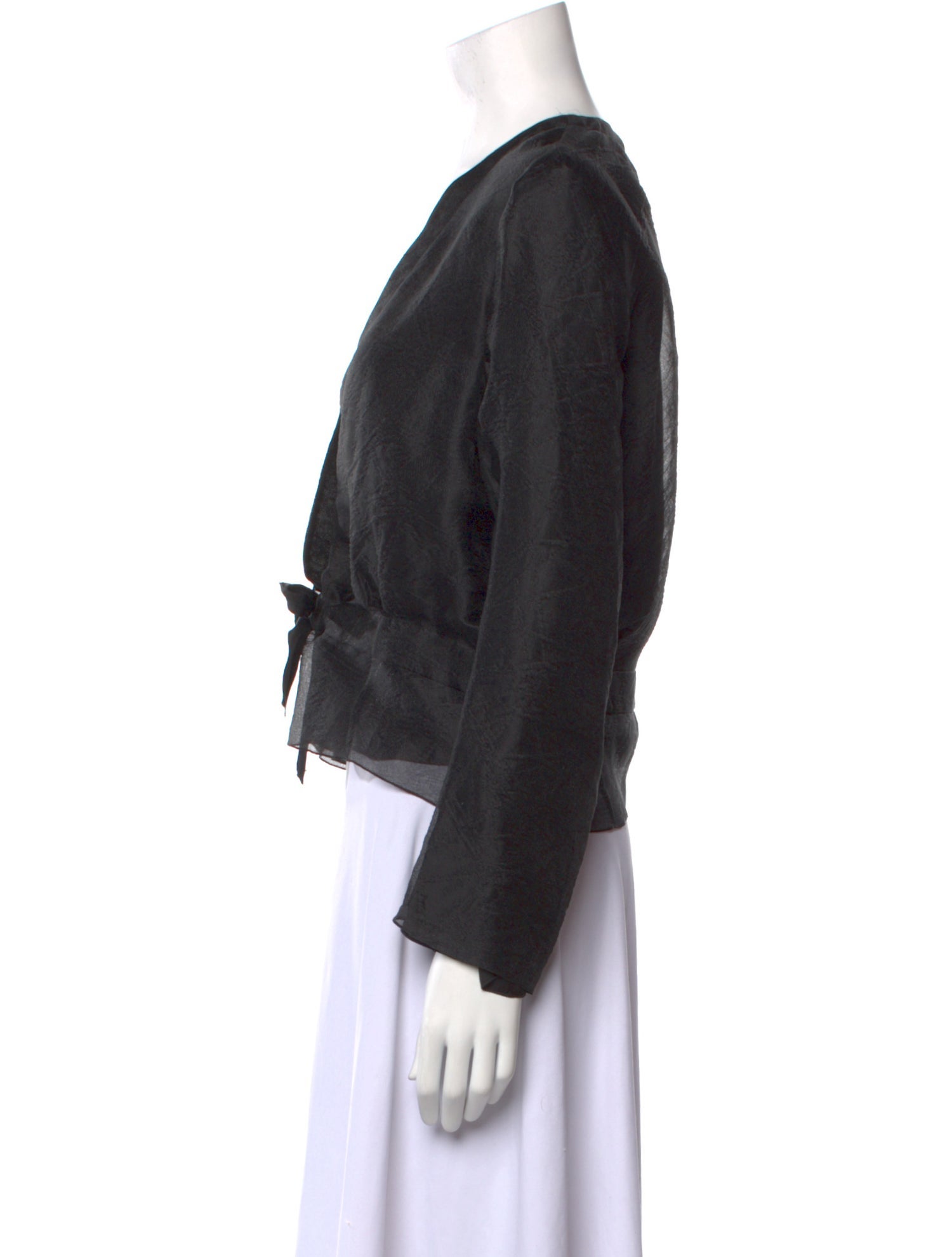 Nina Ricci V-Neck Long Sleeve Crop Top